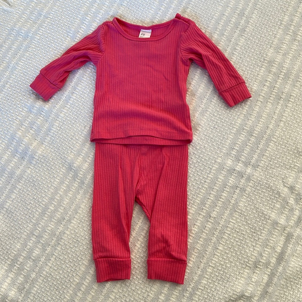 H&M pink ribbed outfit 3m